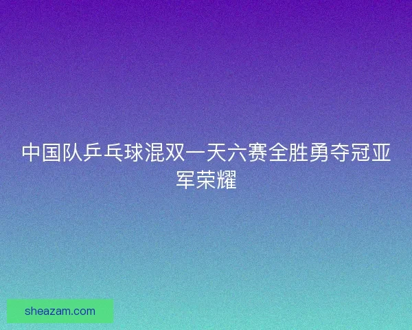 中国队乒乓球混双一天六赛全胜勇夺冠亚军荣耀